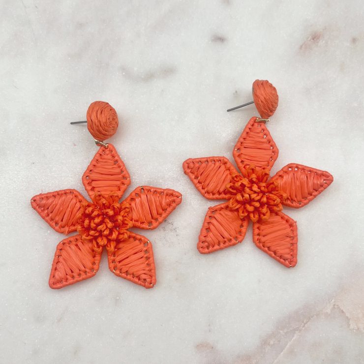 A photo of the Flora Earrings in Orange product