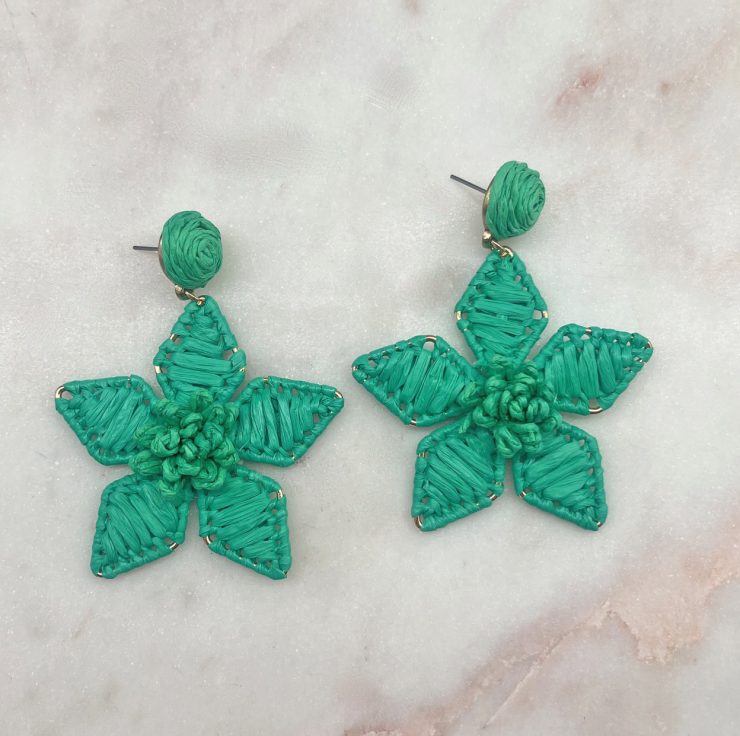 A photo of the Flora Earrings in Green product
