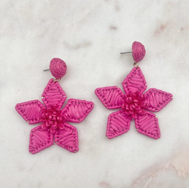 A photo of the Flora Earrings in Hot Pink product