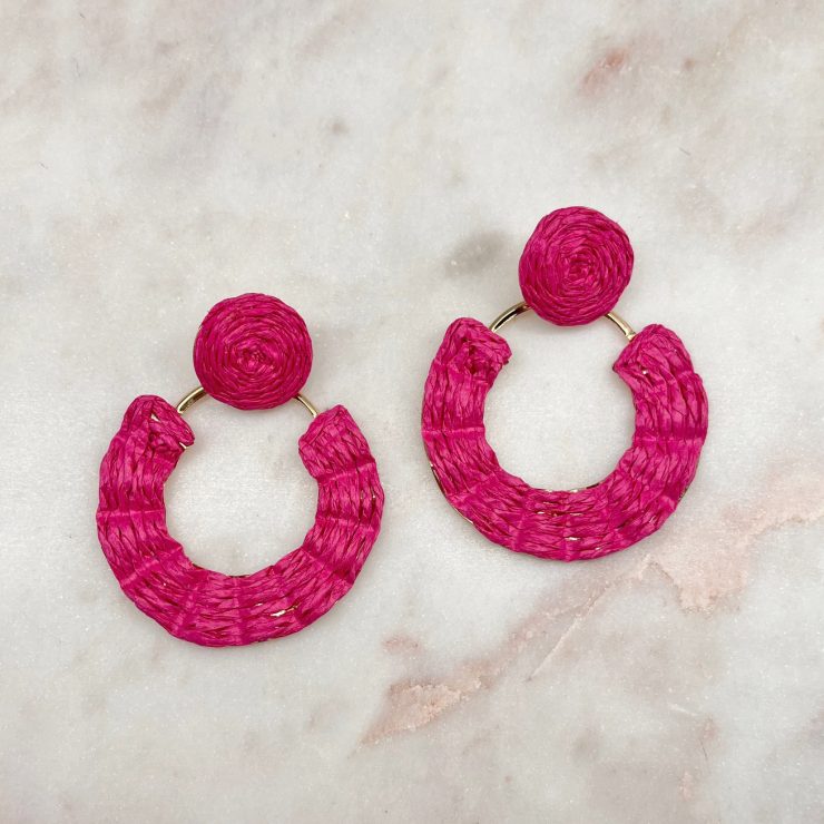 A photo of the Jackie Earrings in Hot Pink product