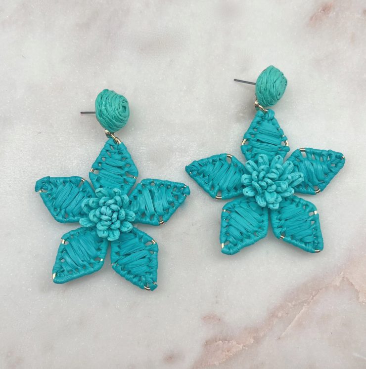 A photo of the Flora Earrings in Teal product