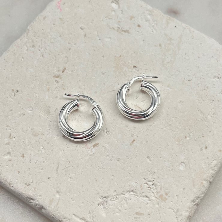 A photo of the Italian Sterling Silver Thick Twist Hoops 10mm product