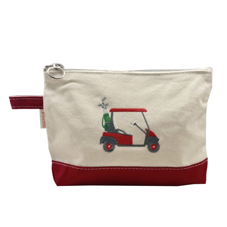 A photo of the Golf Cart Canvas Pouch in Red product