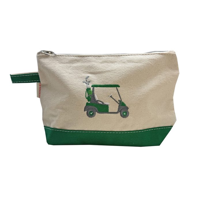 A photo of the Golf Cart Canvas Pouch in Emerald Green product