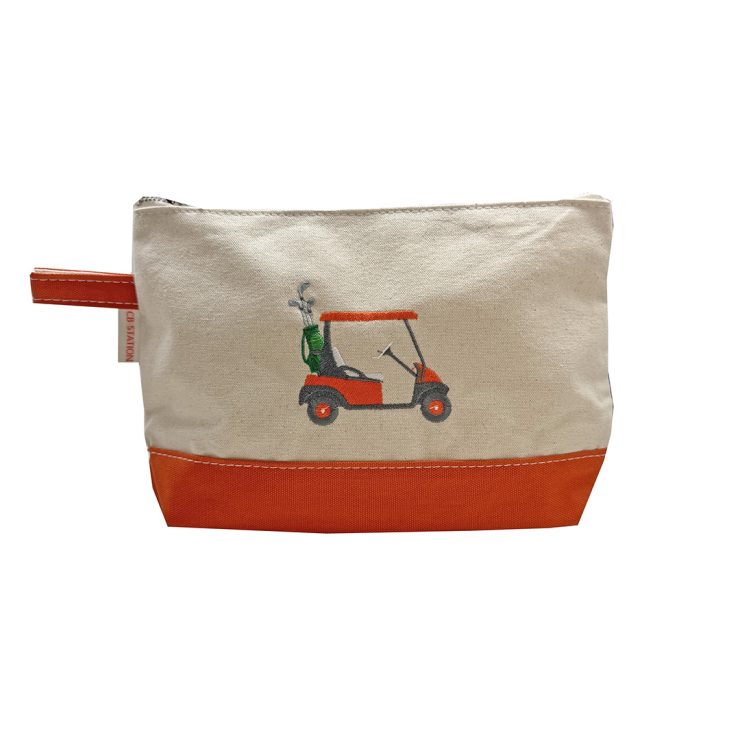 A photo of the Golf Cart Canvas Pouch in Orange product