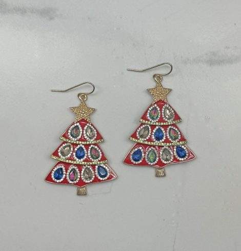 Dancing Rhinestone Christmas Tree Earrings A photo of the Dancing Rhinestone Christmas Tree Earrings product