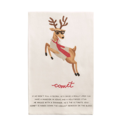 Comet Reindeer Poem Towel A photo of the Comet Reindeer Poem Towel product