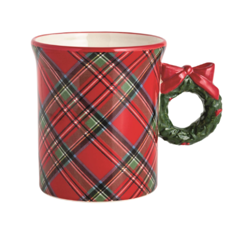 Wreath Tartan Figural Handle Mug A photo of the Wreath Tartan Figural Handle Mug product