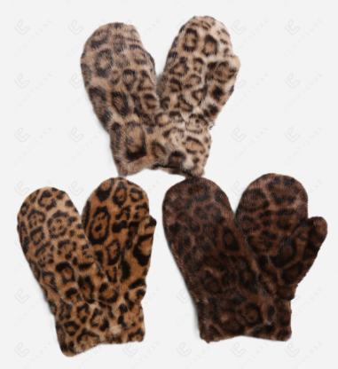 Leopard Faux Fur Mittens A photo of the Leopard Faux Fur Mittens product