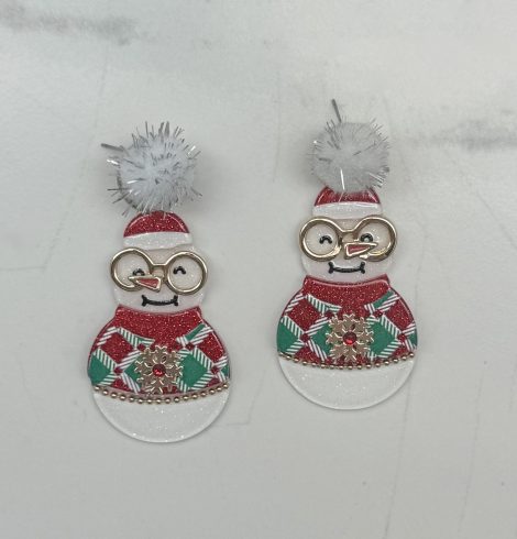Winter Snowman Earrings in Red A photo of the Winter Snowman Earrings in Red product
