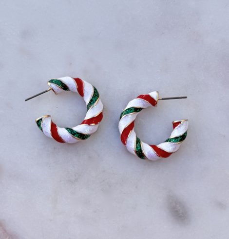 Candy Cane Lane Hoop Earrings A photo of the Candy Cane Lane Hoop Earrings product