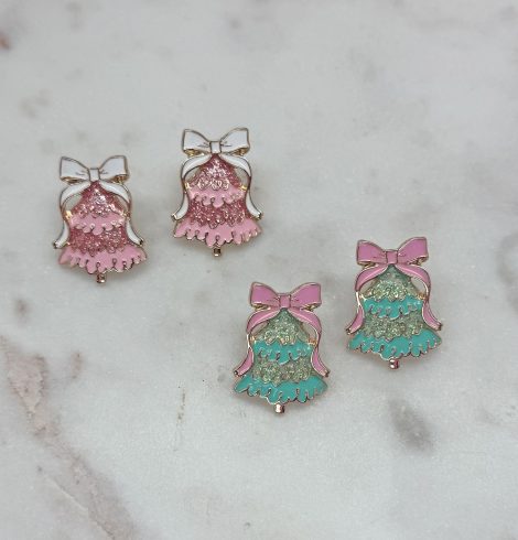 Big Bow Christmas Tree Earrings A photo of the Big Bow Christmas Tree Earrings product