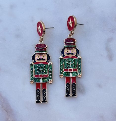 Nutcracker March Earrings in Red & Green A photo of the Nutcracker March Earrings in Red & Green product