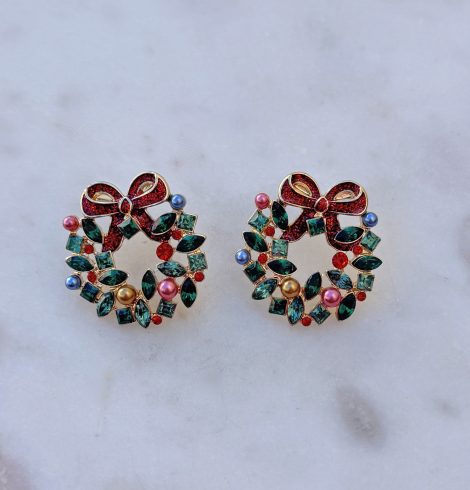 Rhinestone Wreath Earrings A photo of the Rhinestone Wreath Earrings product