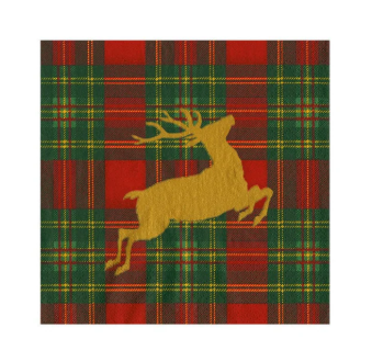 Reindeer Tartan Cocktail Napkins A photo of the Reindeer Tartan Cocktail Napkins product