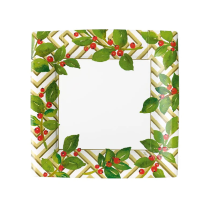 A photo of the Holly and Fretwork Paper Salad & Dessert Plates product