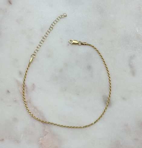 A photo of the Twisted Rope Anklet in Gold product