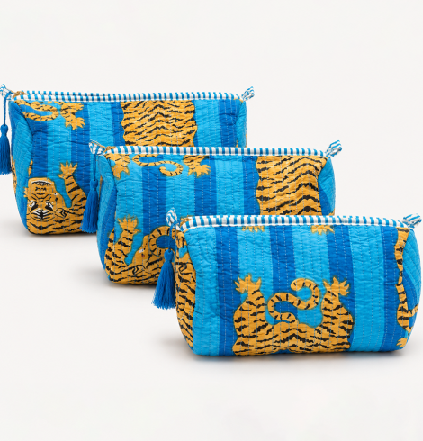 A photo of the Stripe Leopard Cosmetic in Blue product