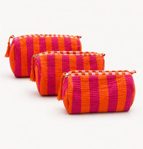 A photo of the Pink and Orange Stripe Cosmetic product