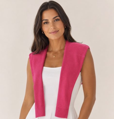A photo of the Preppy Sweater Shawl Top product