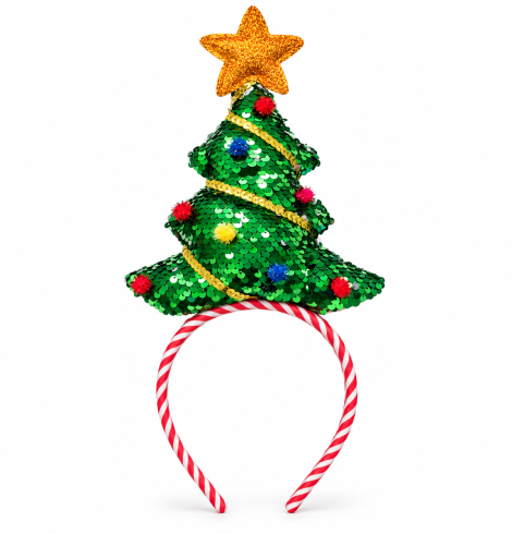 A photo of the Sequin Christmas Tree Party Headband product